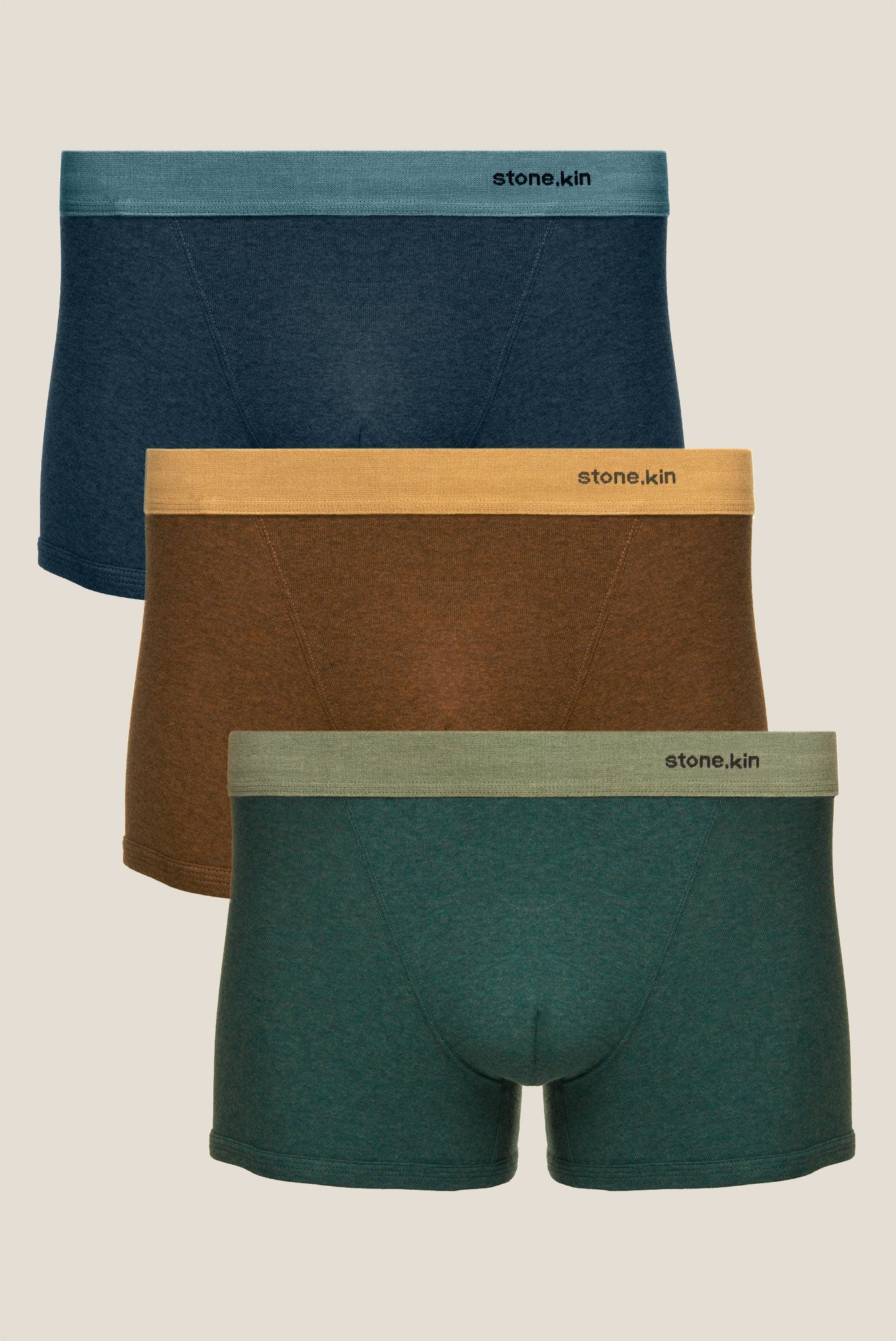 Boxer Brief 3 Pack / Indigo, Brown & Teal