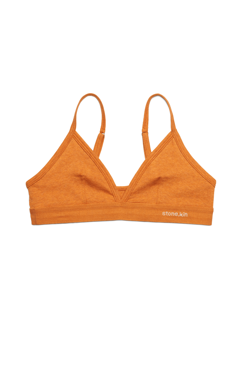 Scoop Back Bralette in Organic Cotton Rib - Papaya