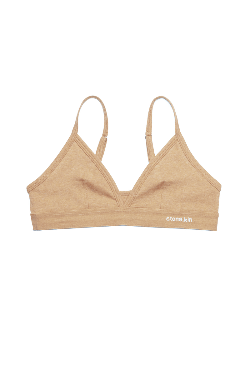 Scoop Back Bralette in Organic Cotton Rib - Sand