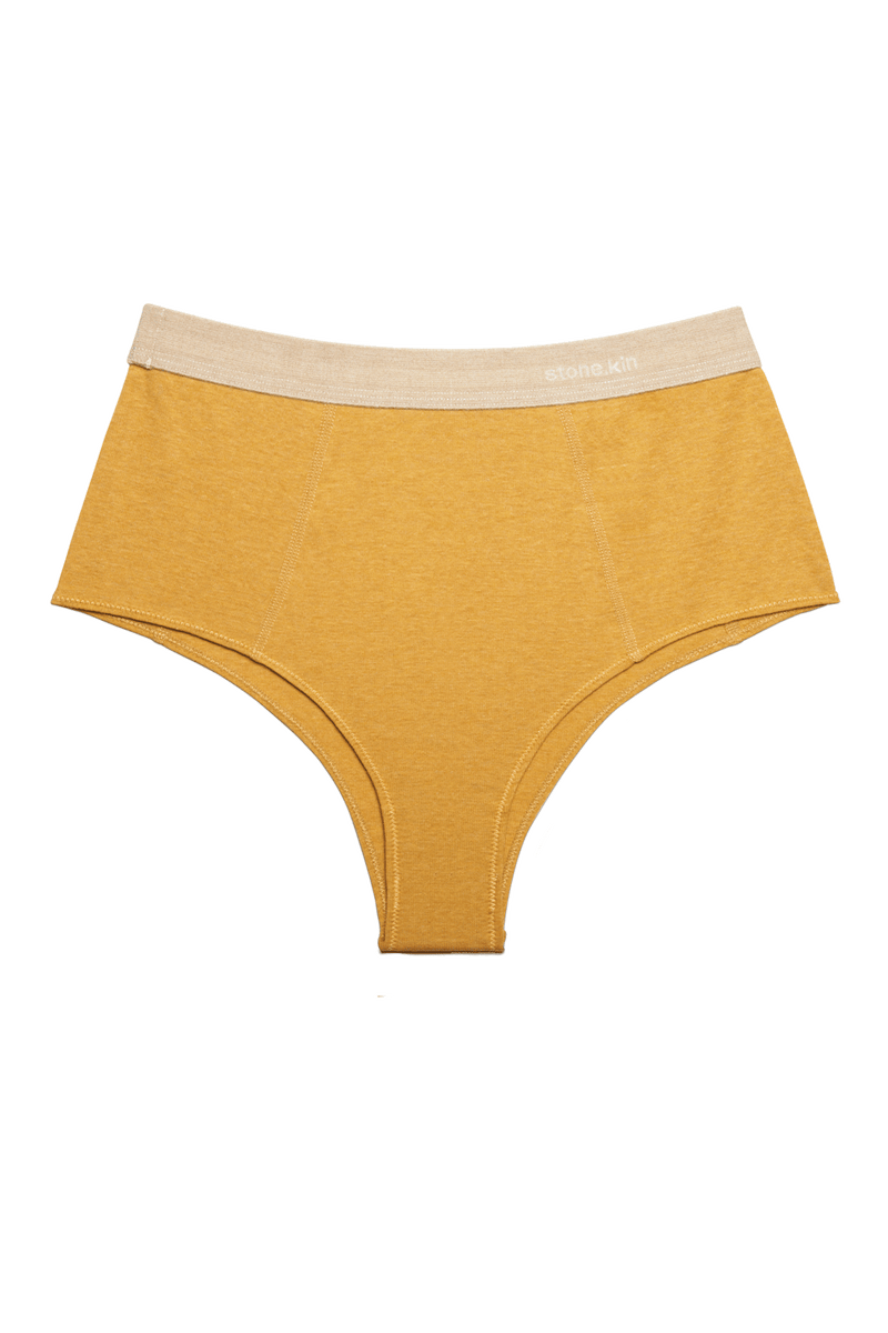 Hi~Brief in Organic Cotton Rib - Mustard / Sand