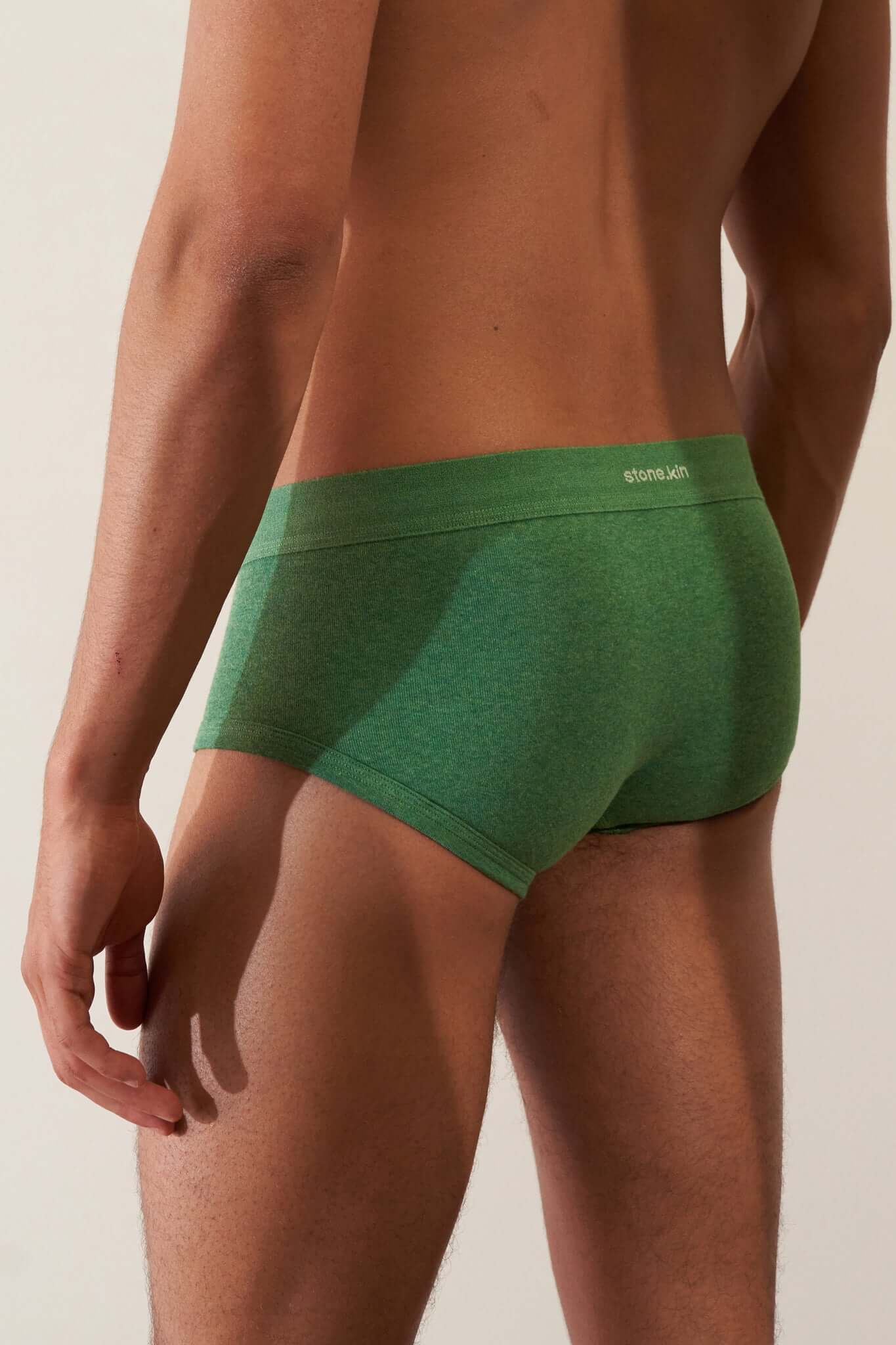 Stonekin Men's Organic Cotton Trunk 3-Pack in Papaya, Sand, and Pandanus colours, designed for comfort and breathability. Ethically made from premium organic cotton